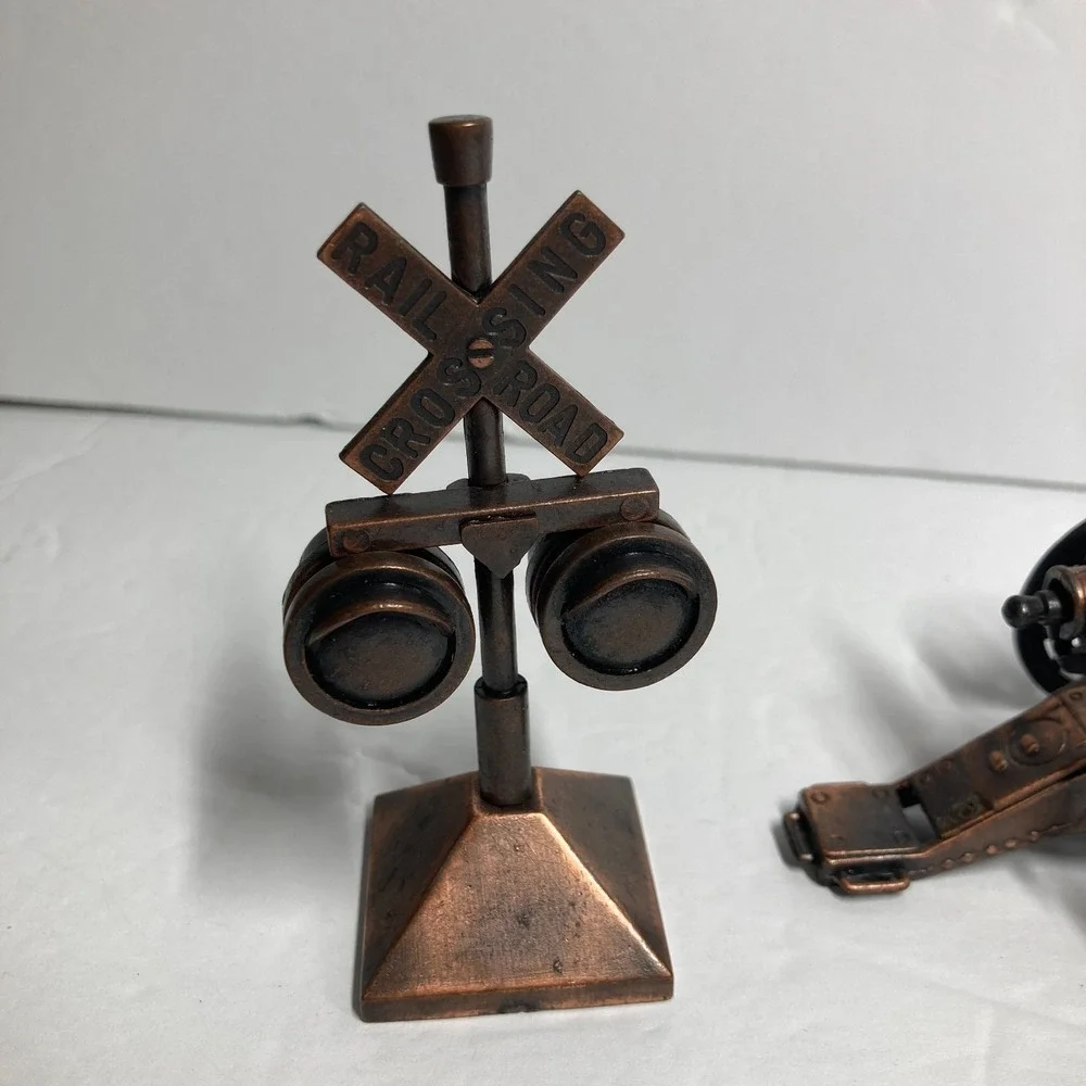 Vintage Metal Pencil Sharpeners Lot‎ of 3 Cannon, Railroad Sign, Steamboat